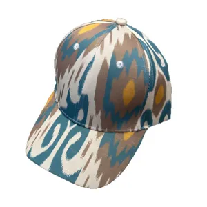 Xinjiang ethnic style ikat printed baseball cap for women, summer sun protection casual hat.