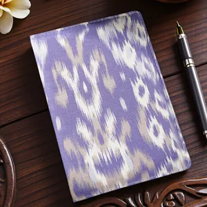 Xinjiang Ethnic Style Fabric Notebook Passport Cover Purple Ikat Pattern Travel Souvenir Gift