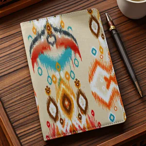 Xinjiang ethnic style printed fabric notebook, traditional Ikat pattern diary for souvenir gift.
