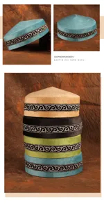 Kasachische bestickte Kappe, traditioneller ethnischer Samthut mit filigranem Silbermuster.