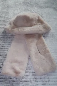 Women winter thick warm plush bucket hat and matching long scarf set cozy white faux fur cap