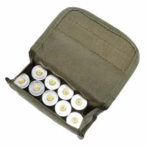 Tactical 10-hole shotgun shell pouch MOLLE military ammunition storage bag detail view.