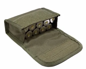 Tactical 12 gauge shotgun shell pouch holding 10 rounds MOLLE ammunition bag green