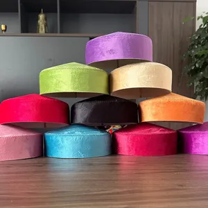 Colorful velvet ethnic dance hat women adult traditional cap festival headwear style