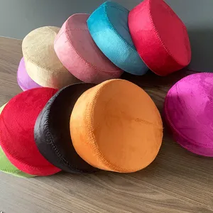Colorful velvet ethnic dance cap for women, traditional style dome hat for cultural events.