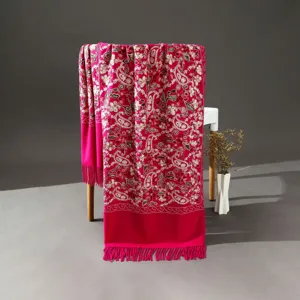 2024 Autumn Winter Cashmere Feel Embroidered Paisley Ethnic Style Shawl Scarf For Women