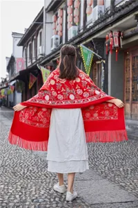 Autumn winter women ethnic embroidery imitation cashmere shawl thick warm tassel scarf travel