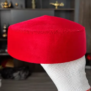 Red Kazakh ethnic hat traditional velvet women beret Xinjiang dance performance headwear