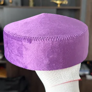 Kazakh traditional ethnic purple velvet skullcap handmade dance hat women headdress