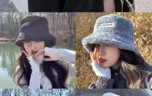 Chapeau bob en laine d'agneau automne hiver, chapeau de pêcheur chaud epais pour femme.