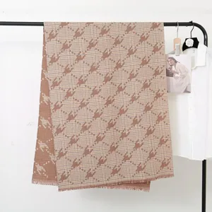 Autumn winter cashmere feel plaid tassel scarf for women, warm long neck wrap shawl wrap.