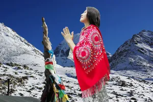 Autumn winter warm ethnic tassel embroidered cashmere feel shawl scarf for women red sunflower