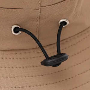 Quick dry bucket hat for outdoor hiking sun protection with adjustable drawstring khaki