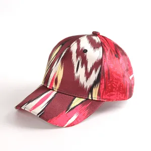 Ethnic style women's baseball cap with vibrant atlas patterns, outdoor sun shield hat.