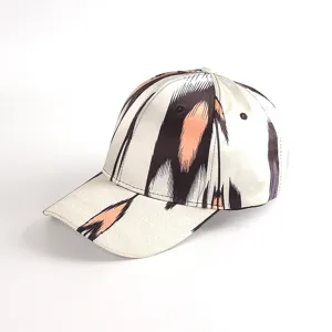 Ethnic style silk baseball cap for women, fashionable ikat print sun protection outdoor visor.
