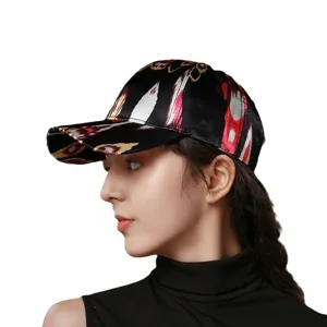 Ethnic silk baseball cap with traditional pattern sun hat for women stylish outdoor wear
