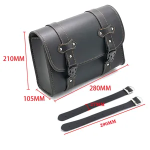 Vintage Motorrad Seitentasche Retro Satteltasche wasserdichte Werkzeugtasche Riemen schwarz
