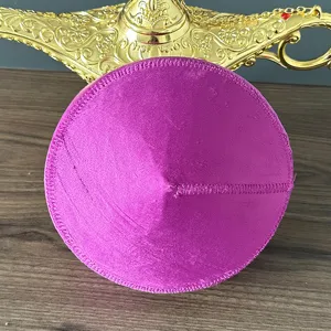 Xinjiang ethnic dance purple velvet hat women Kazakh beret traditional cultural headwear main view
