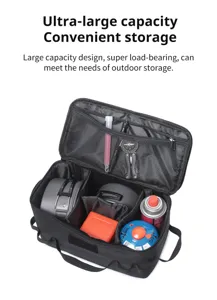Sac de rangement de camping detail, sac a outils pliable portable de grande capacite.