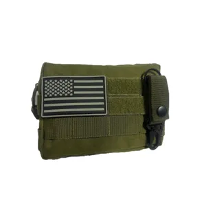 Pochette utilitaire MOLLE tactique en vert, sac à outils EDC portable pour le sport en plein air.