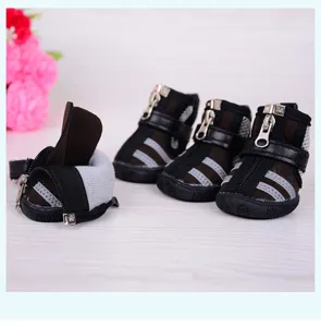 Scarpe per cani in rete traspirante impermeabile con cerniera per piccoli animali domestici 4pz