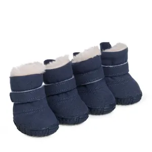 Botas de nieve de invierno cómodas para mascotas con forro de felpa, suela antideslizante, azul 4pz.
