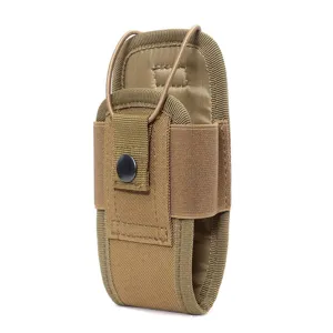 Tactical walkie talkie pouch MOLLE accessory bag outdoor radio holder pocket tactical gear khaki.
