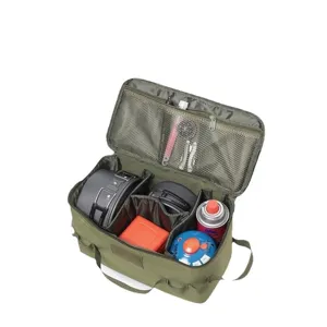 Sac de rangement de camping en plein air vert armée, grand organiseur d'équipement.