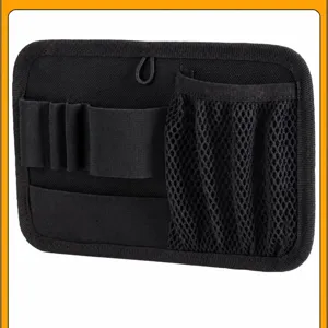 Organisateur modulaire pour sac tactique avec boucles élastiques et poche filet.