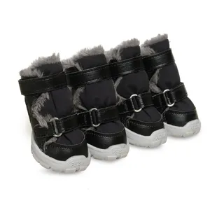 Scarpe per Cani in Tessuto Oxford Nero Antiscivolo Ispessito Caldo Stivali per Cani Piccoli e Medi
