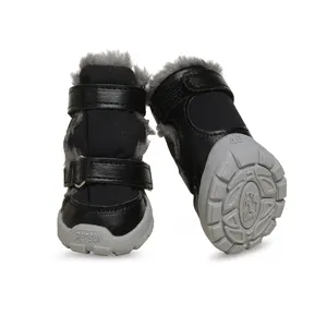 Scarpe calde per cani con suola in gomma antiscivolo e morbida fodera in peluche per piccoli