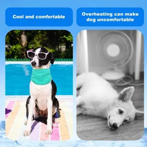 Dog cooling neck scarf detail view, breathable mesh fabric for hot summer pet cooling use.