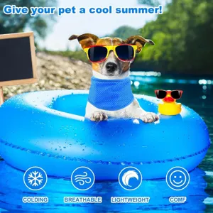 Cooling pet bandana for dogs and cats, breathable mesh summer neck scarf for hot days.
