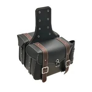 Black PU Leather Motorcycle Saddlebag Side Storage Tool Bag for Cruiser Universal Fit
