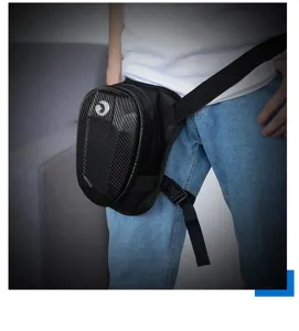 Waterproof motorcycle drop leg bag, carbon fiber tactical waist pack for outdoor riding.