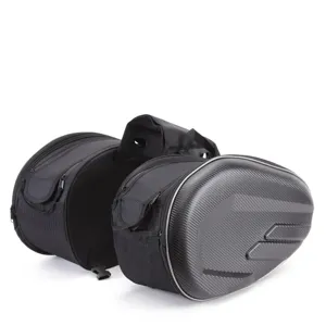 Waterproof Motorcycle Saddlebags Carbon Fiber Texture Motorbike Side Bags Multi-Function Touring Travel Luggage Pack