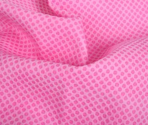 Close-up detail of pink cooling fabric for pet summer collar and breathable mesh material.