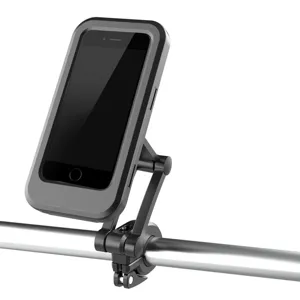 Waterdichte telefoonhouder voor de fiets met verstelbare telescooparm voor veilige navigatie.