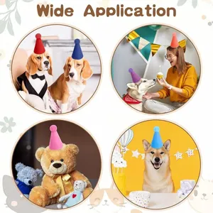 Set di cappelli da festa di compleanno per animali carini con pon pon colorati per gatti cani.