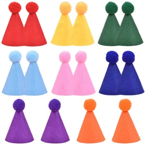 Cappelli di compleanno in feltro colorati per animali, simpatici cappelli da festa per cani e gatti.
