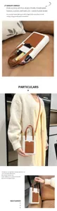 Minimalist color-block women handbag lychee pattern crossbody bag daily stylish tote