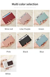Minimalist women card holder wallet slim zipper coin purse multi color options detail