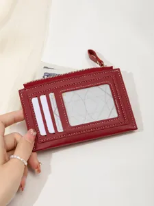 Card holder detail showing multi-card slots, transparent ID window, and zipper coin pocket.