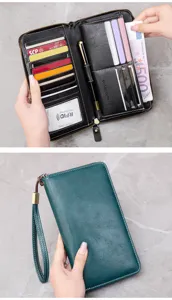 RFID Damen Geldbörse lang mit Reißverschluss und elegante Kartenfächer Portemonnaie.