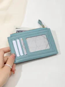 Simple fresh women short wallet ultra thin mini zipper coin purse multi card slot clutch