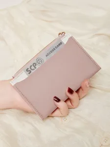Minimalist women short wallet mini zipper coin purse stylish colorblock card holder