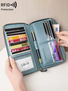 RFID lange Damen Geldbörse mit vielen Kartenfächern, Reißverschluss und großer Kapazität.