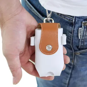 Portable white and brown leather mini golf ball pouch waist bag for outdoor sports