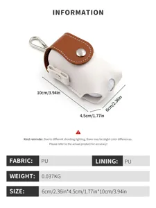 Detail view of the portable mini golf ball pouch with dimension guides and PU leather material.