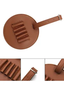Portable round PU leather golf tee holder storage pouch with adjustable buckle strap